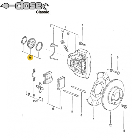 Kit de joints pour 1 piston d'étrier diamètre 44mm